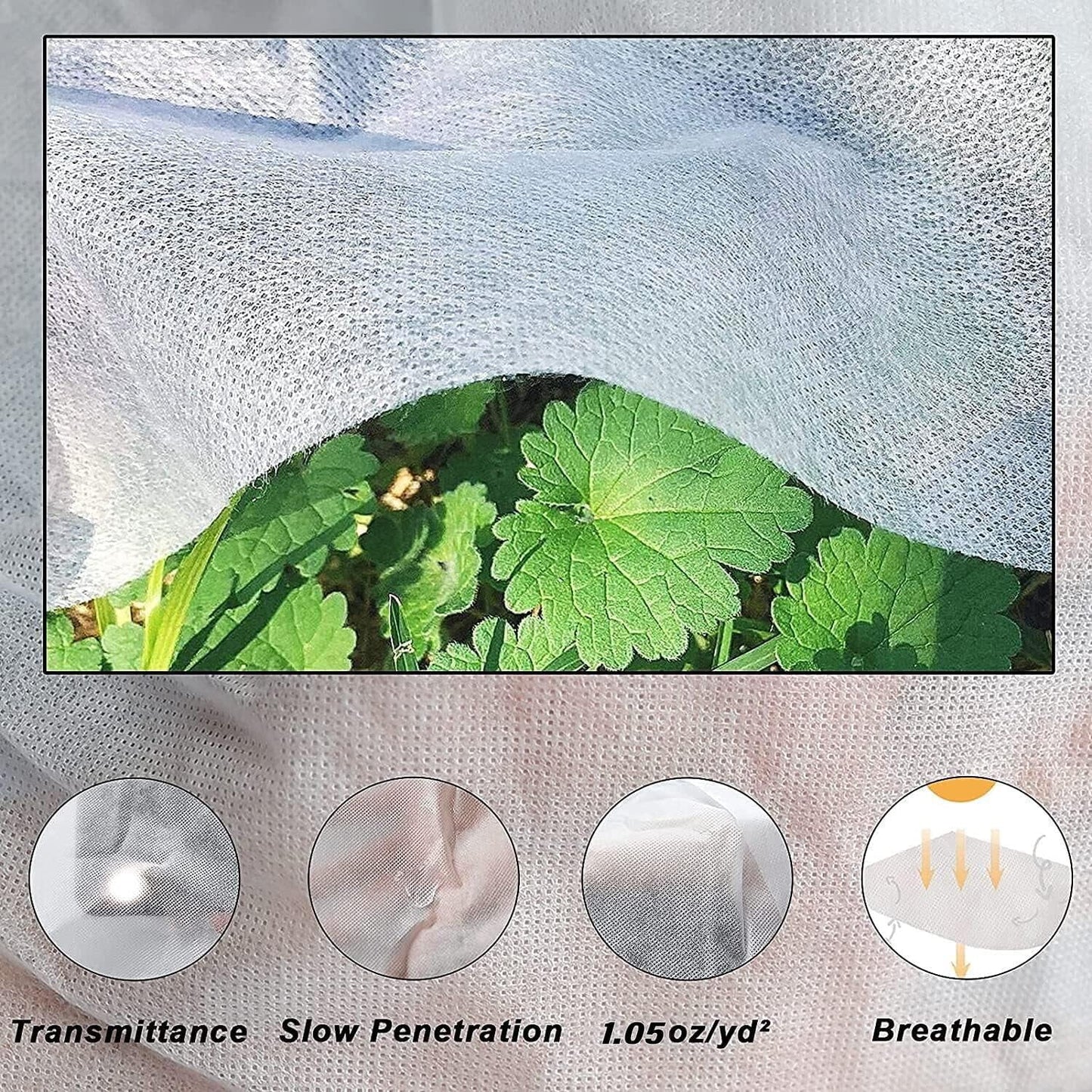 Plant Covers Freeze Protection 10x50ft（1.05 Oz/yd²） Garden Cover Plant Floating Row Cover,Vegetable Frost Blanket Winter Frost Cloth Plant Freeze Protection,Floating Blankets Fabric Plants