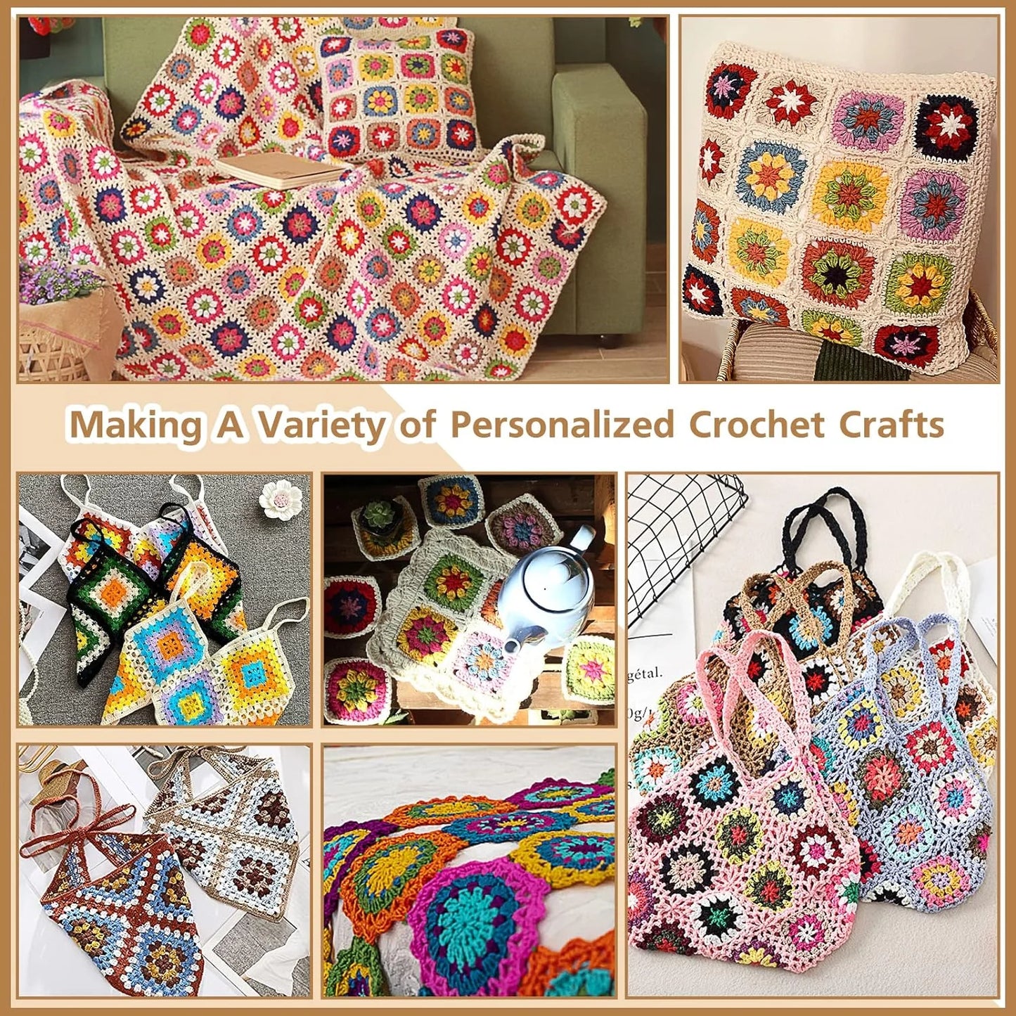 Crochet Blocking Board with Pins Board Granny Square Blocking Board for Crochet Projects Blocking Mats for Knitting with 10 Stainless Steel Pins Crochet Gifts for Crocheter,7.8" x 7.8"