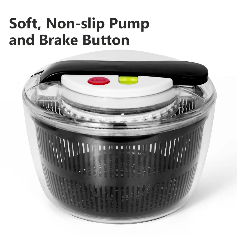 Salad Spinner Handle Vegetable Dryer,Domaci 3qt Fruit Veggie Bowl Lockable Colander Basket and Lid with Drawcord Switch