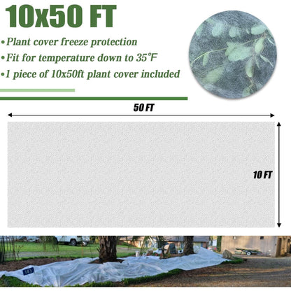Plant Covers Freeze Protection,10Ft x 50Ft Frost Cloth for winter plant Covers Blanket Plant Cover
