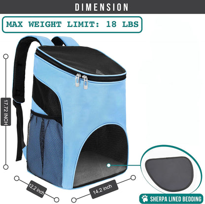 Small Dogs and Cat Backpack Carrier, Airline Approved Pet Backpack Carrier, Ventilated, Safety Strap, Buckle Support Designed for Hiking Travel Camping Outdoor