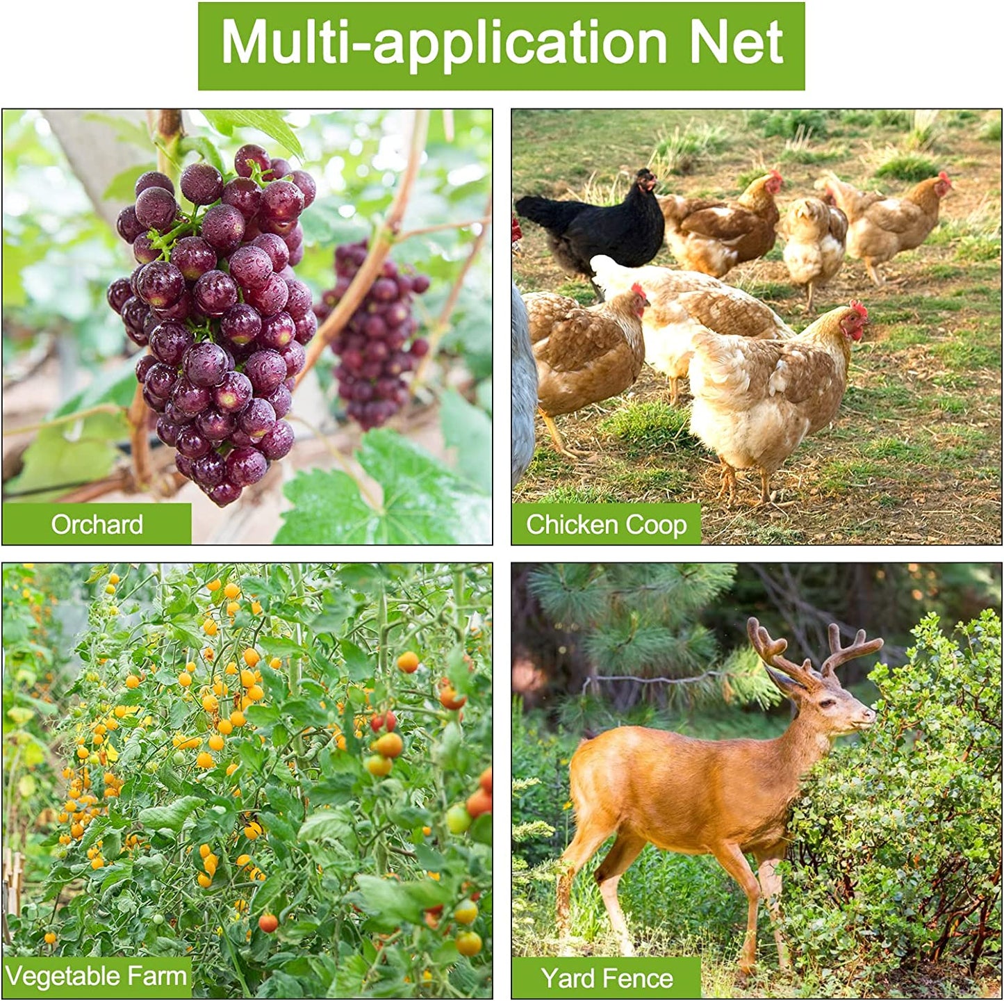 33 x 50 ft Garden Netting with 1.96 in Square Mesh,Reusable Bird Netting for Chicken wire Coop,FifthQuarter Nylon Poultry Net Deer Fence for Protecting Vegetables Fruit Tree from Birds Squirrel,Black