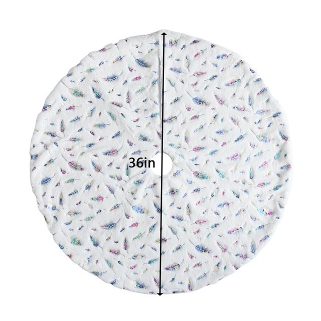 Tree Skirt, Larger 36'' Feather Xmas Decorations Indoor, White