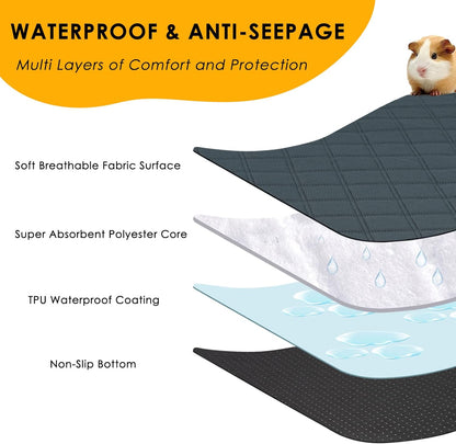 Guinea Pig Cage Liner,Dinosam Washable Guinea Pig Bedding,24" x 18" Hamster Bedding,Reusable & Anti Slip Mat,Fast and Super Absorbent Liners Pad for Small Animals Rabbit Hamster Rat,1 PCS