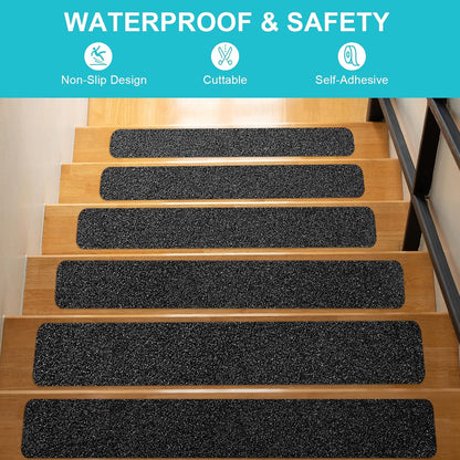 Anti Slip Tape, Domaci Heavy Duty Grip Tape Outdoor Waterproof, High Adhesive Traction Safety Tape for Stairs, Tread Steps, Ramps, Skateboards (Black, 4in x 33ft)