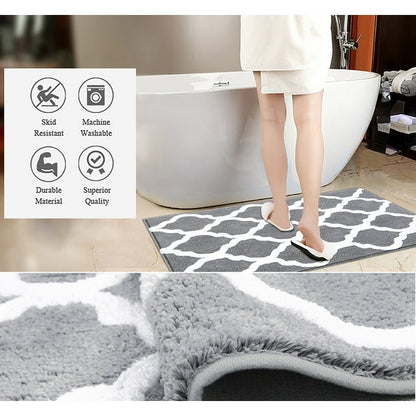 Bathroom Rug, Soft Absorbent Bathroom Mat and Bath Mat, Premium Microfiber Shag Bath Rug Machine Washable