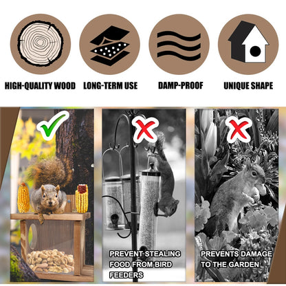 Squirrel Feeder,Squirrel Feeders for Outside Winter,Durable Squirrel House Box Easy to Fill with Removable Front Panel,Wooden Squirrel Food Table Squirrel Picnic Table Feeder,Chipmunk Feeder for Corn