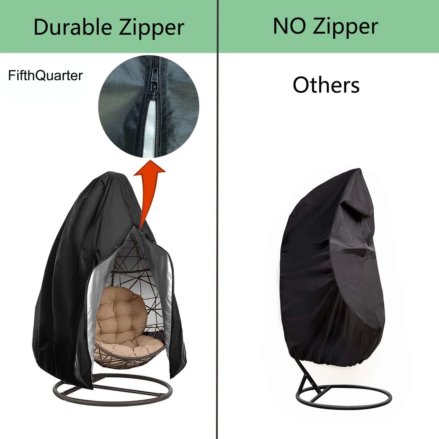 Patio Egg Chair Cover,75 x 45 in Patio Hanging Swing Chair Cover,Large Egg Swing Chair Cover Waterproof /Windproof Heavy Duty Weather Resisatnt Outdoor Furniture Cover with Zipper Drawstring,Black