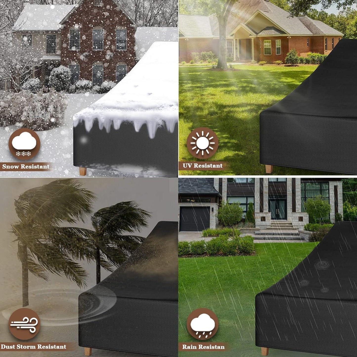 Chaise Lounge Cover 420D Patio Outdoor Furniture Covers Waterproof Outdoor Chair Covers 83W x 30D x 31.5H inch Black