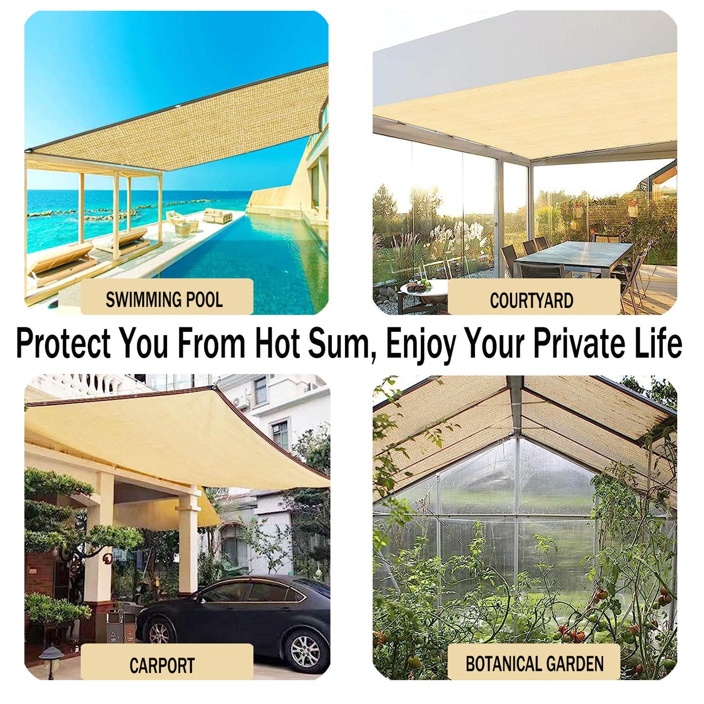 Sun Shade Sails 10 ft x 10 ft Shade Cloth for Garden Patio,Sunblock Net -for Plants Greenhouse Outdoor Pergola Lawn Sun Shade Cloths for Outdoor Patio Backyard Garden