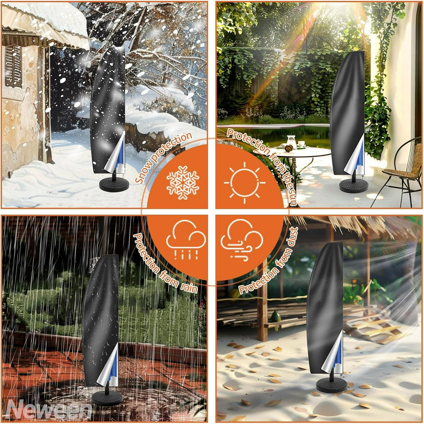 Patio Umbrella Cover, Outdoor Umbrella Covers for 7ft to 11ft for Offset Banana Style Umbrella Cover with Zipper