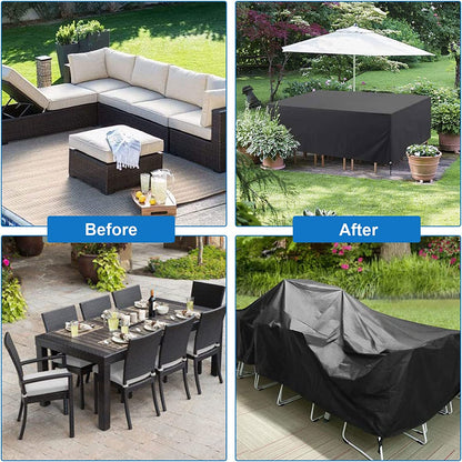 Patio Furniture Covers Waterproof, Outdoor Furniture Set for Winter, Durable Outdoor Furniture Covers with 4 Windproof Buckles,Black Patio Table Cover Fits