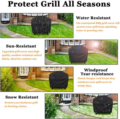 Grill Cover 58 inch, Heavy Duty Waterproof Gas Grill Cover, UV and Fade Resistant BBQ Cover for Grills up to 56-in Width, Black
