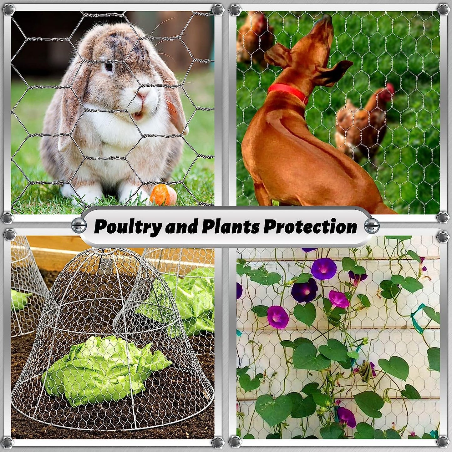 Chicken Wire Fencing Mesh,15.7in x 16.4ft Chicken Wire Net for Craft, Chicken Wire Fence Mesh with Plier, Protective Gloves for Crafts Garden Poultry Chicken Coops Rabbit Rodent Cage