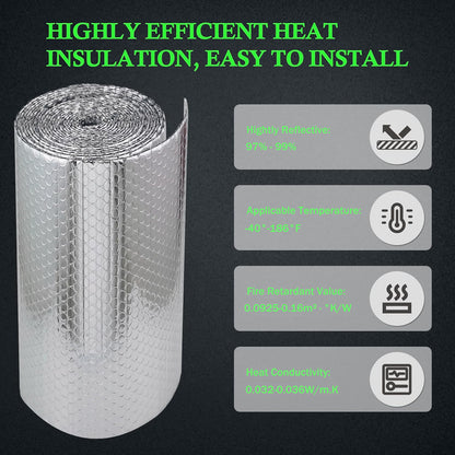Double Reflective Insulation Roll 23.7 in X 16.4 FT RV Window Insulation for Summer Bubble Reflective Foil Insulation Aluminum Foil Thermal Insulation Foam for Windows, Roof, RV, Car