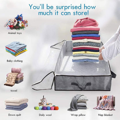 Under Bed Storage,Foldable Underbed Storage Containers,Thick Fabric Under the Bed Storage with Transparent Window and Reinforced Handle for Clothes,Under Bed Shoe Storage