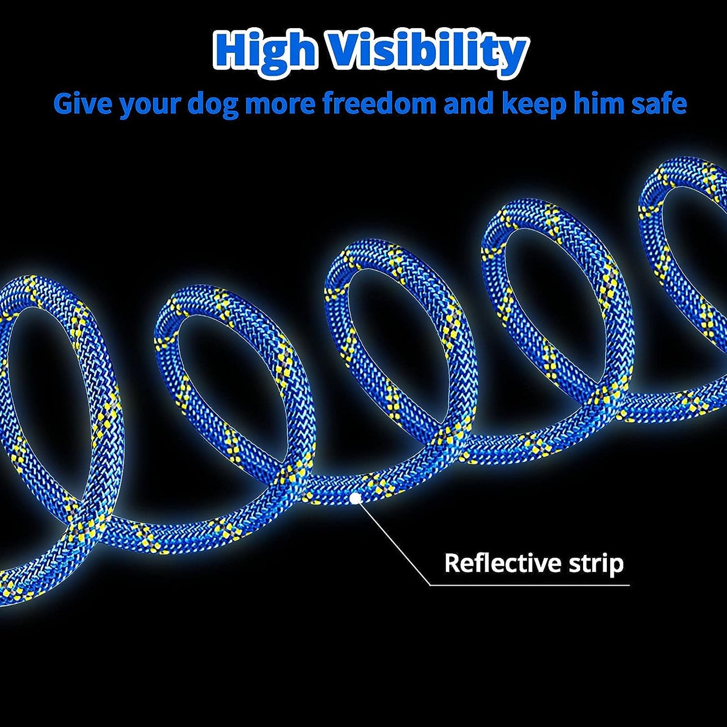 50ft Dog Tie Out Cable for Camping with 10ft Dog Lead for Dog Run,Long Leash for Dogs Outside Reflective Dog Chains for Outside with 360° Tangle Free &Heavy-Duty Clasp for Dogs Up to 125 Lbs