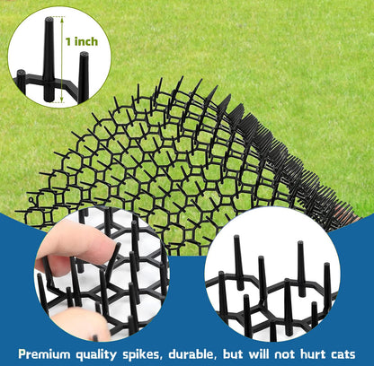 Cat Scat Mat 7.9 X 6 Inches (Set of 12) - Keep Cats Out of Yard Permanently - Scat Mat for Cats- Spike Mat with 8 U-shaped Nail