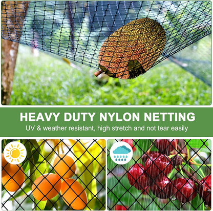 33 x 50 ft Garden Netting with 1.96 in Square Mesh,Reusable Bird Netting for Chicken wire Coop,FifthQuarter Nylon Poultry Net Deer Fence for Protecting Vegetables Fruit Tree from Birds Squirrel,Black
