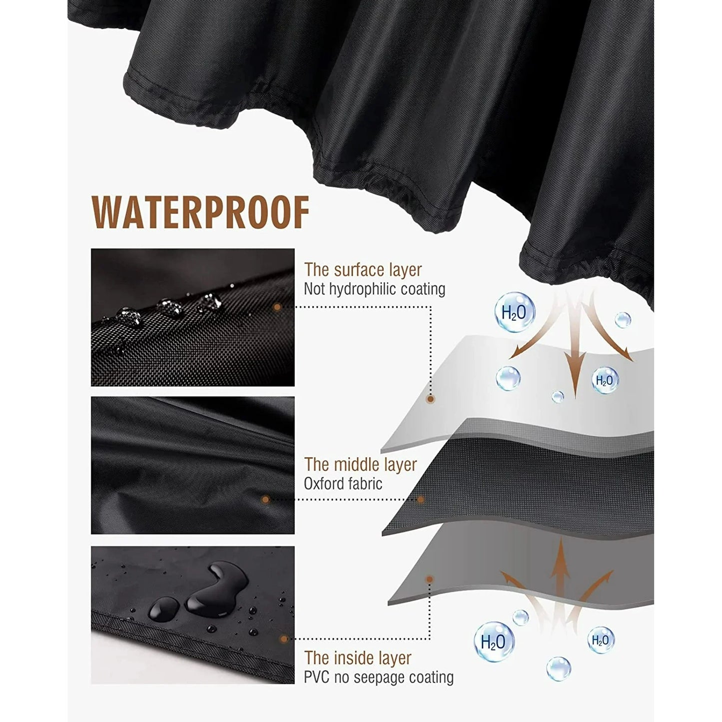 Patio Furniture Cover Waterproof, Outdoor Furniture Cover for Winter, Dinosam Durable Outdoor Furniture Cover with 4 Windproof Buckles,Black Patio Table Cover Fits