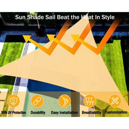 Sun Shade Sail 12' x 12' x 12' Sand Triangle Canopy UV Block Awning for Outdoor Patio Backyard Garden