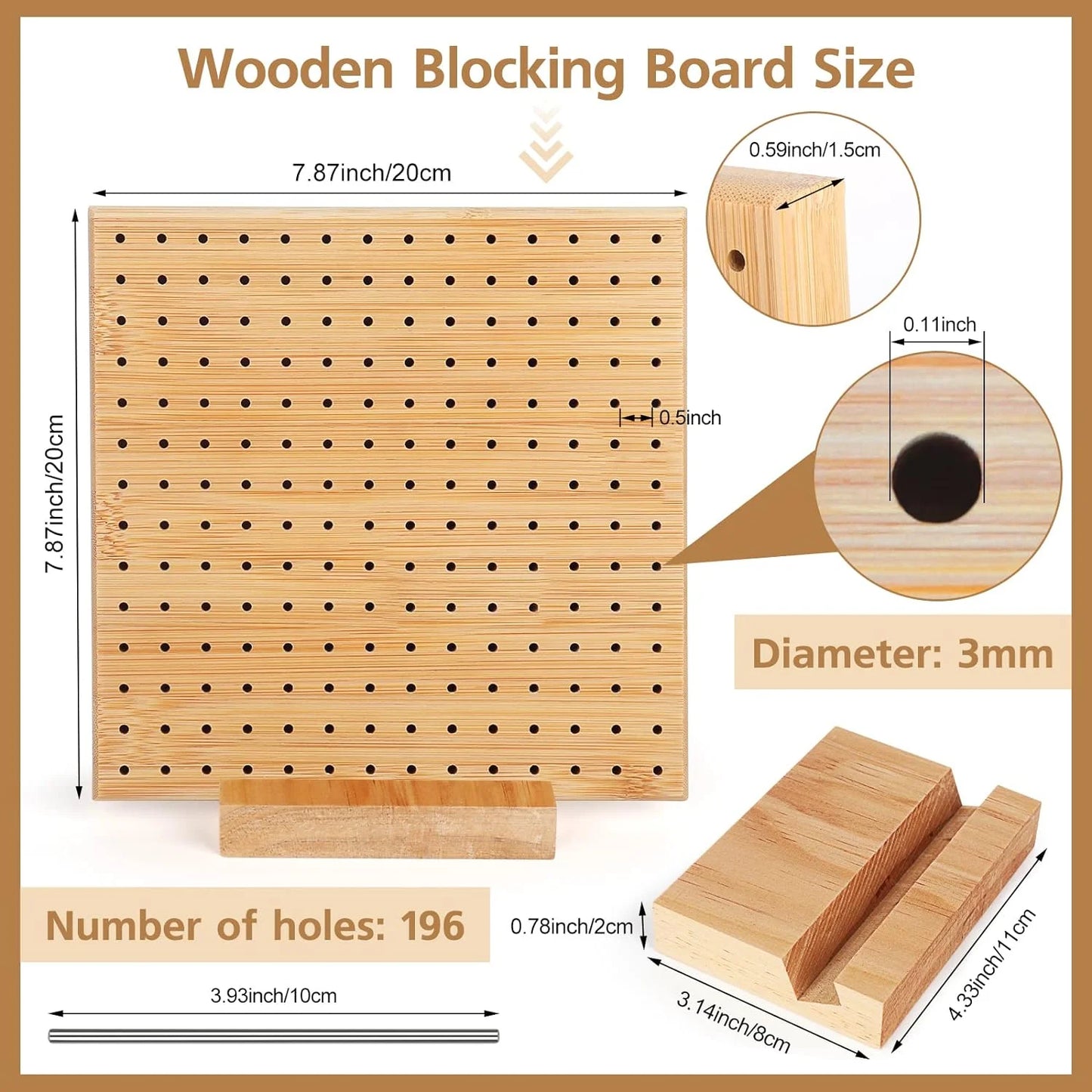 Crochet Blocking Board with Pins Board Granny Square Blocking Board for Crochet Projects Blocking Mats for Knitting with 10 Stainless Steel Pins Crochet Gifts for Crocheter,7.8" x 7.8"