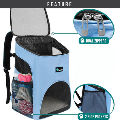 Small Dogs and Cat Backpack Carrier, Airline Approved Pet Backpack Carrier, Ventilated, Safety Strap, Buckle Support Designed for Hiking Travel Camping Outdoor