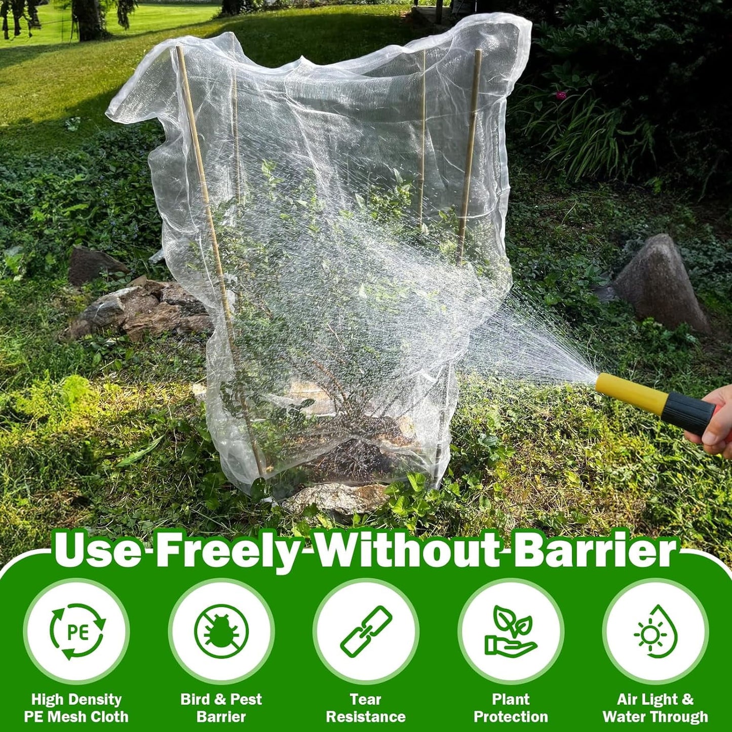 2 PCS Bird Netting, 3.28 x 5 ft Large Fruits Tree Netting,Garden Netting Plant Cover with Drawstring Transparent Bird Plant Barrier Flower Fruits Mesh Screen for Preventing Deer Squirrel