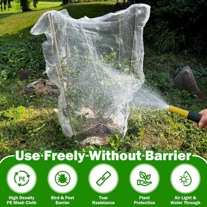 2 PCS Bird Netting, 3.28 x 5 ft Large Fruits Tree Netting,Garden Netting Plant Cover with Drawstring Transparent Bird Plant Barrier Flower Fruits Mesh Screen for Preventing Deer Squirrel