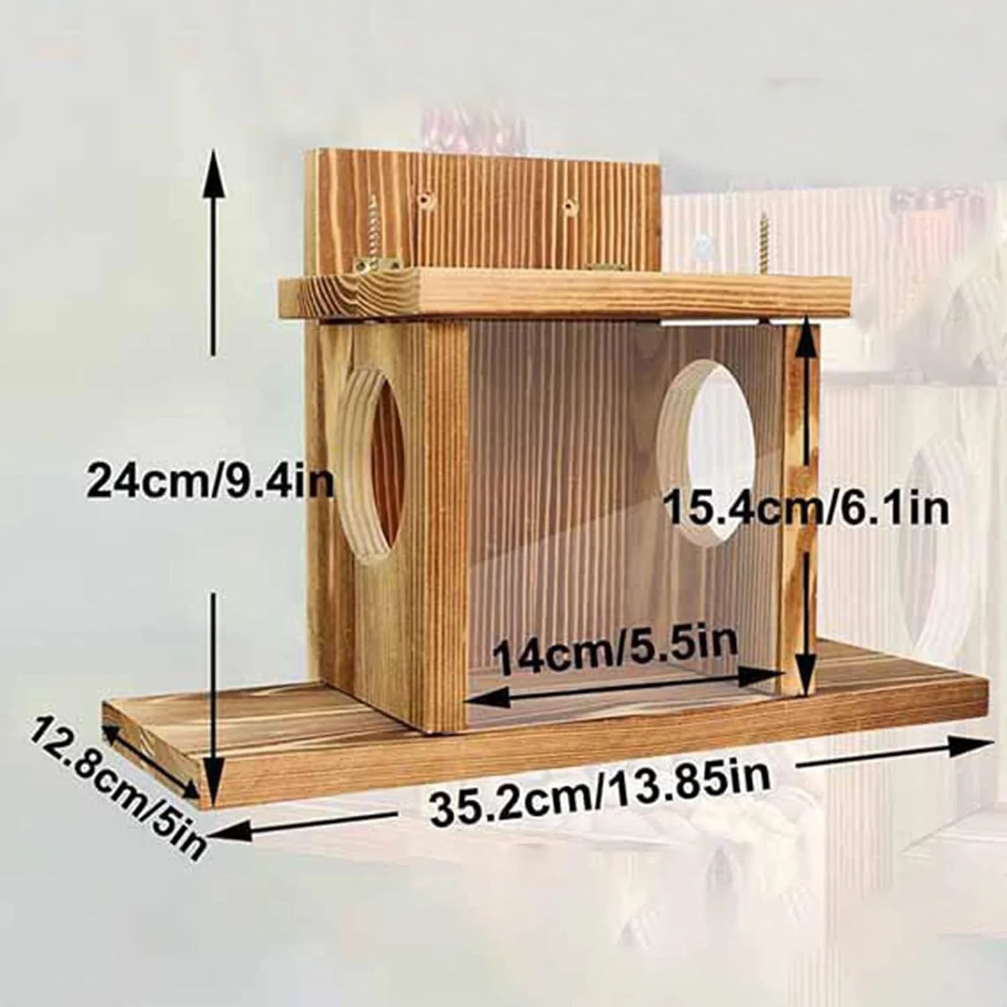Squirrel Feeder,Squirrel Feeders for Outside Winter,Durable Squirrel House Box Easy to Fill with Removable Front Panel,Wooden Squirrel Food Table Squirrel Picnic Table Feeder,Chipmunk Feeder for Corn