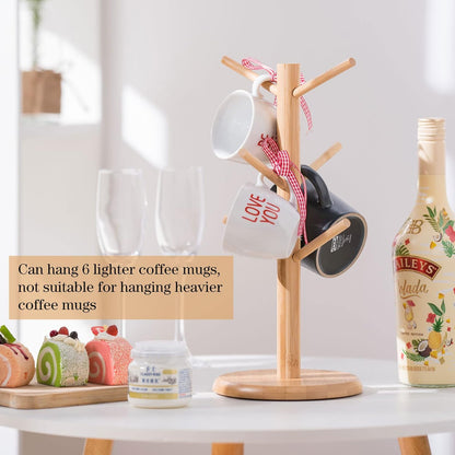 14 Inch Coffee Mug Tree Mug Holder Tree Coffee Mug Rack Cup Holder for Counter with 6 Hooks Removable Mug Stands