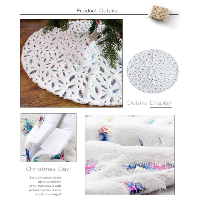Tree Skirt, Larger 36'' Feather Xmas Decorations Indoor, White