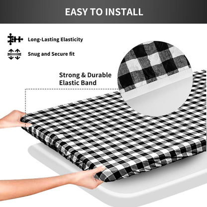 Vinyl Fitted Picnic Table Cover with Bench Covers & Bag, Waterproof Elastic Edges 72x30 Black