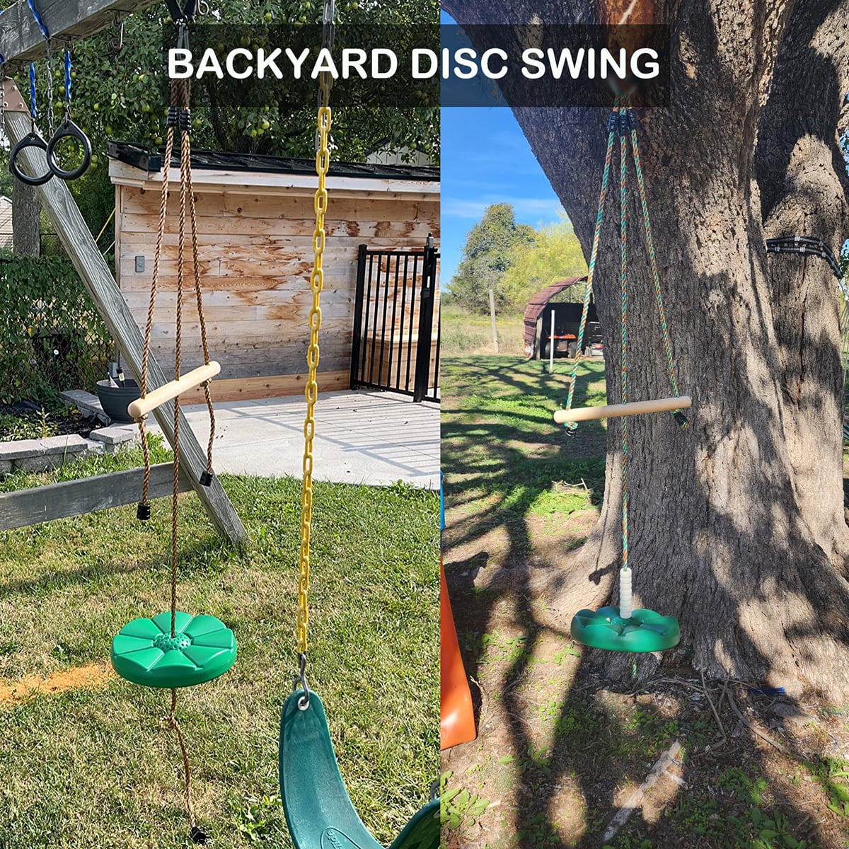 Tree Swing for Kids Swing,Climbing Rope Swing Seat with Swing board and Kids Hanging Bar,Disc Rope Swing Outdoor Garden Swing Set Accessory Children's 3 Years+