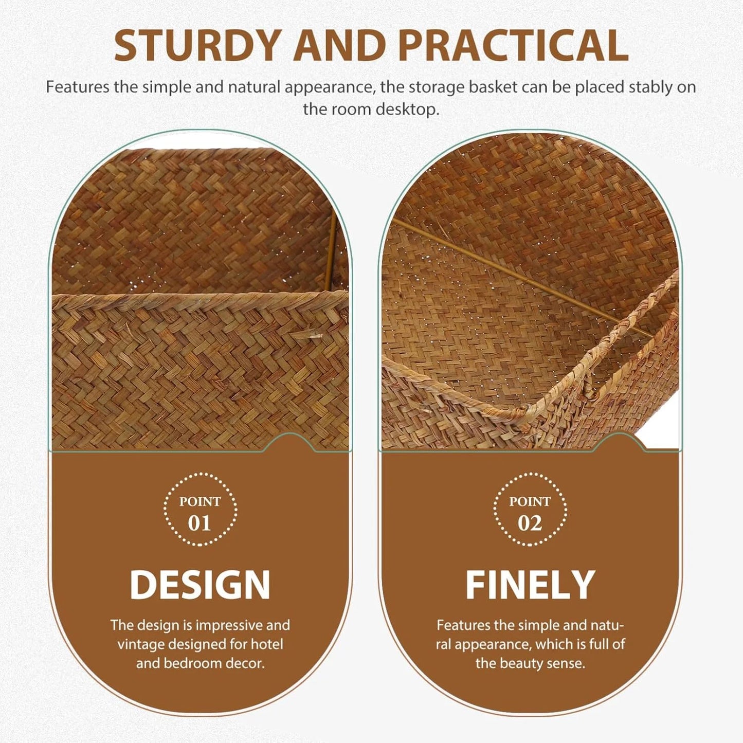 Wicker Basket Storage Organizer,Domaci Woven Basket with Handles,Rectangle Rattan Basket Wicker Baskets for Storage
