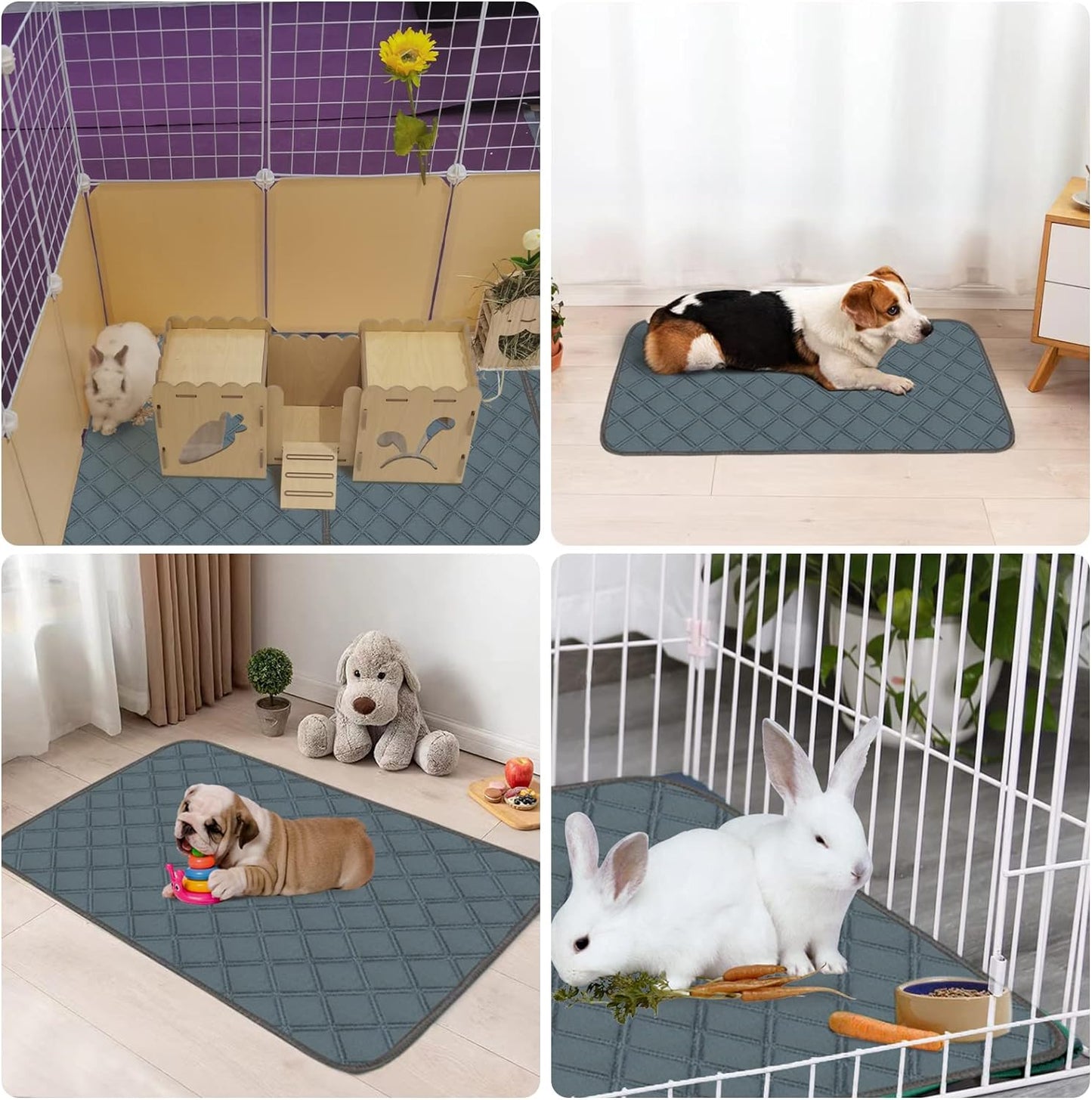 Guinea Pig Cage Liner,Dinosam Washable Guinea Pig Bedding,24" x 18" Hamster Bedding,Reusable & Anti Slip Mat,Fast and Super Absorbent Liners Pad for Small Animals Rabbit Hamster Rat,1 PCS
