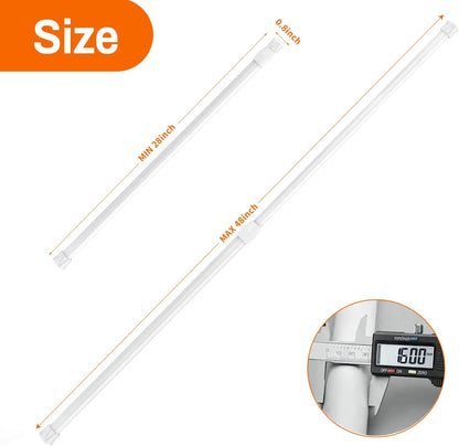 6 Pcs Spring Tension Curtain Rod, 28"-48" Adjustable Curtain Rods No Drilling Tension Rods for Windows 28 to 48 inch Bathroom Wardrobe Closet, White