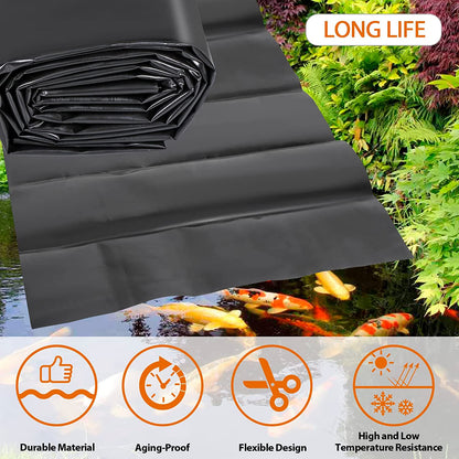 Pond Liner,6.6 x 10ft Pond Liners for Outdoor Ponds,Teencool 10 Mil HDPE Fish Pond Liners Skins