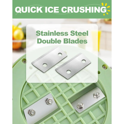 Snow Cone Machine Manual Shaved Ice Maker, Portable Ice Shaver Hand Crank Slushie Machine for home,Domaci Snow Cone Maker for Outdoor Picnics, Green