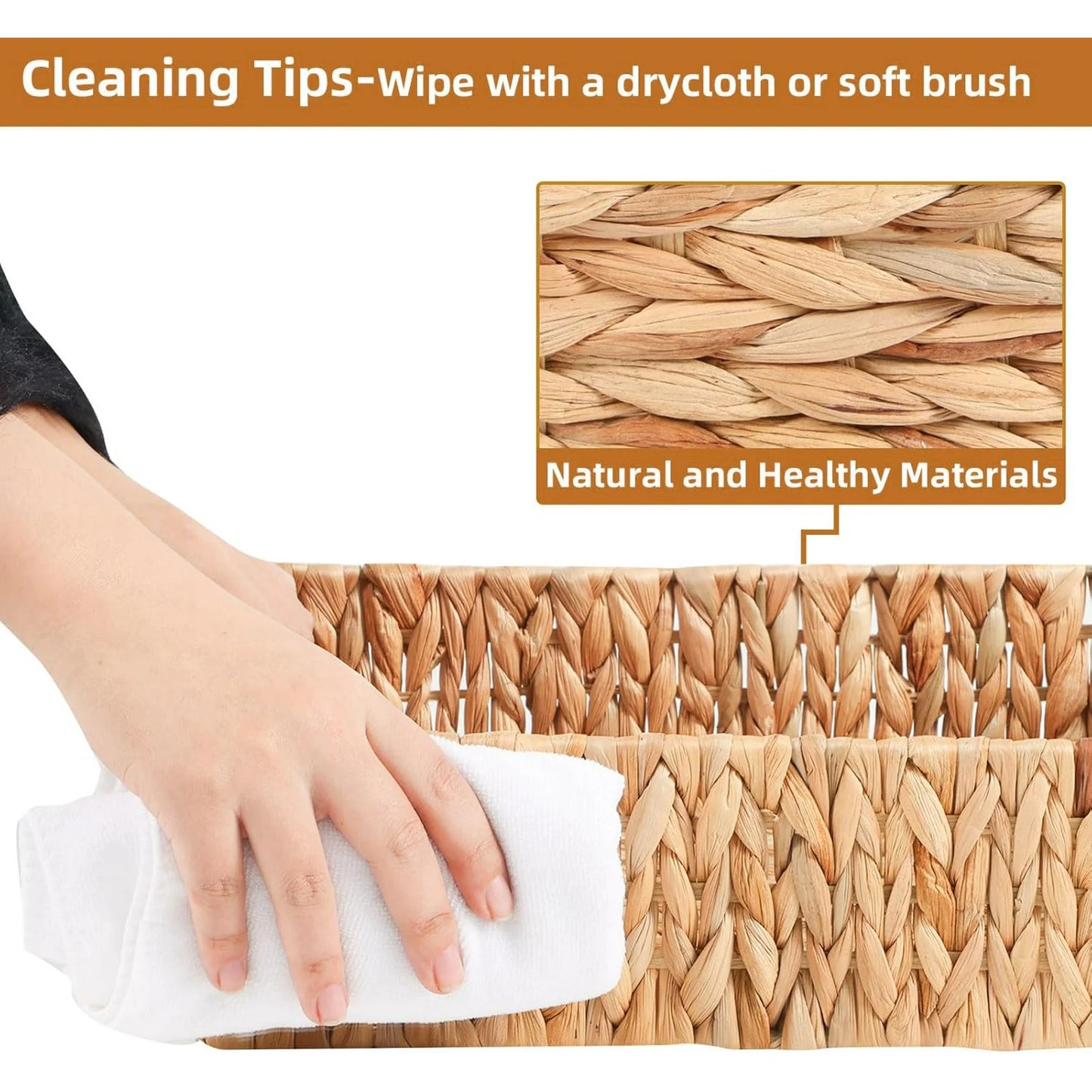 2PCS Wicker Storage Basket ,Domaci Water Hyacinth Storage Baskets,Wicker Cube Baskets Set
