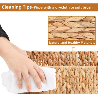 2PCS Wicker Storage Basket ,Domaci Water Hyacinth Storage Baskets,Wicker Cube Baskets Set