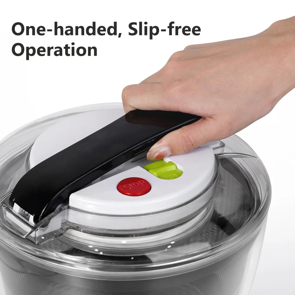 Salad Spinner Handle Vegetable Dryer,Domaci 3qt Fruit Veggie Bowl Lockable Colander Basket and Lid with Drawcord Switch