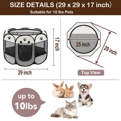 Large Cat Playpen Dog Playpen Cat Tent Puppy Playpen Indooor,Dinosam Cat Cage Indoor with Mesh Outdoor Kitten Playpen for Indoor Cats Pen for Puppys Small Dogs,White & Gray