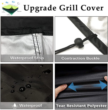 Grill Cover 58 inch, Heavy Duty Waterproof Gas Grill Cover, UV and Fade Resistant BBQ Cover for Grills up to 56-in Width, Black