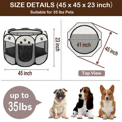 Extra Large Pet Playpen Cat Playpen Dog Playpen Puppy Playpen Indooor Cat Cage Dog Fence, Dinosam 45" Diameter 23" Height Cat Tent Playpen for Indoor Cats Pen for Cat Puppy Rabbit