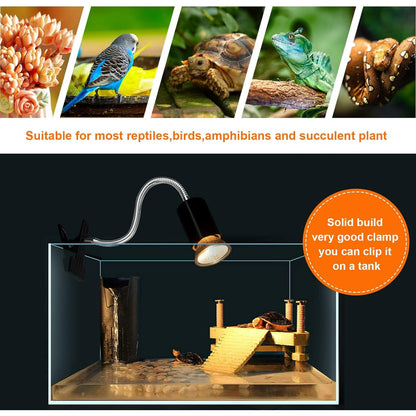 Reptile Heat Lamp for Lizard,aquatic lamp with 2 UVA UVB Bulbs light for Reptiles,UVA UVB Reptile Light with Adjustable Switch,360° Rotatable Aquatic Lamp for Turtle Tank Accessories