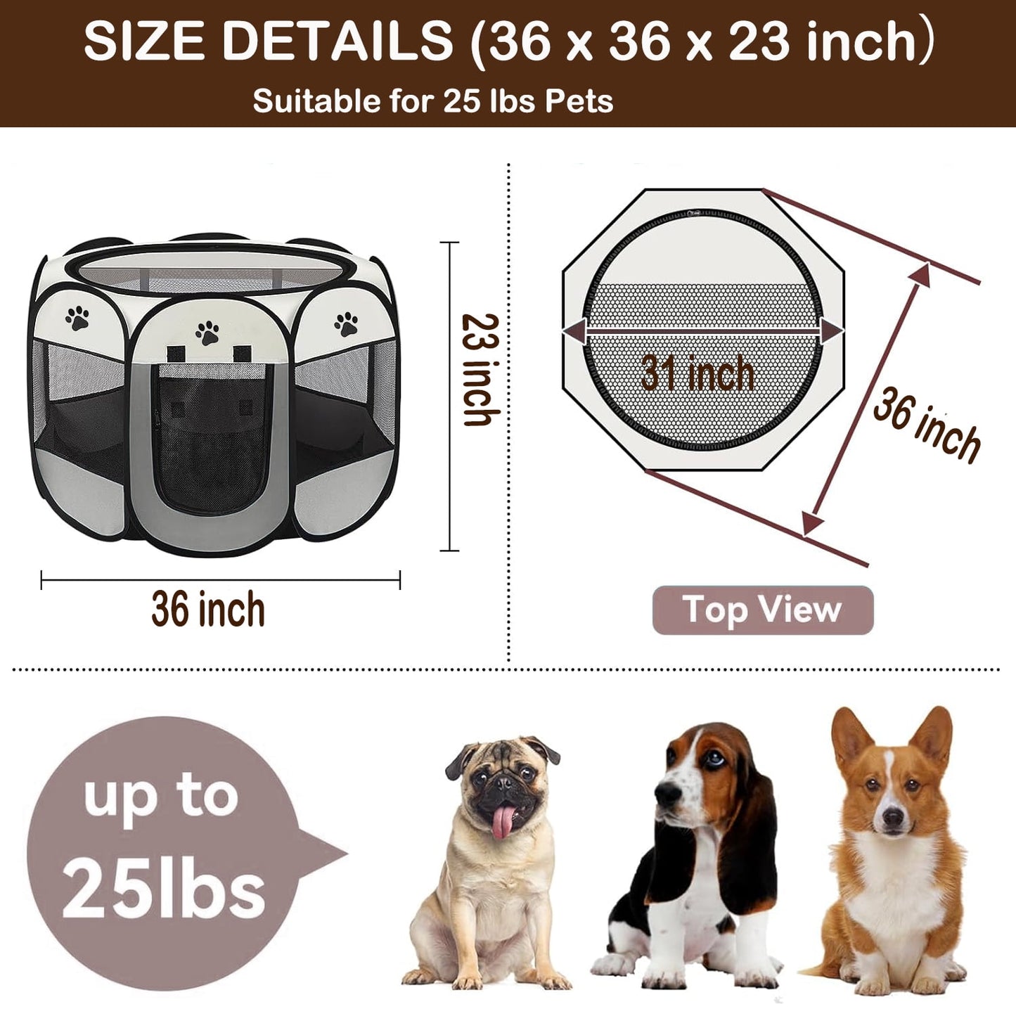 Extra Large Pet Playpen Cat Playpen Dog Playpen Puppy Playpen Indooor Cat Cage Dog Fence, Dinosam 36" Diameter 23" Height Cat Tent Playpen for Indoor Cats Pen for Cat Puppy Rabbit