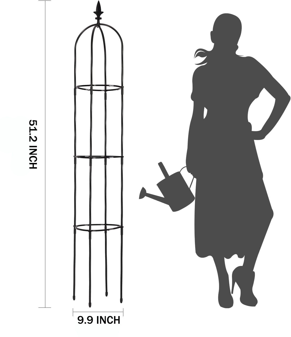 Garden Trellis for Climbing Plants Outdoor,51.2 in Plant Trellis for Potted Plant Support, Garden Tower Trellis for Potted Plants Flowers Vegetable Vine