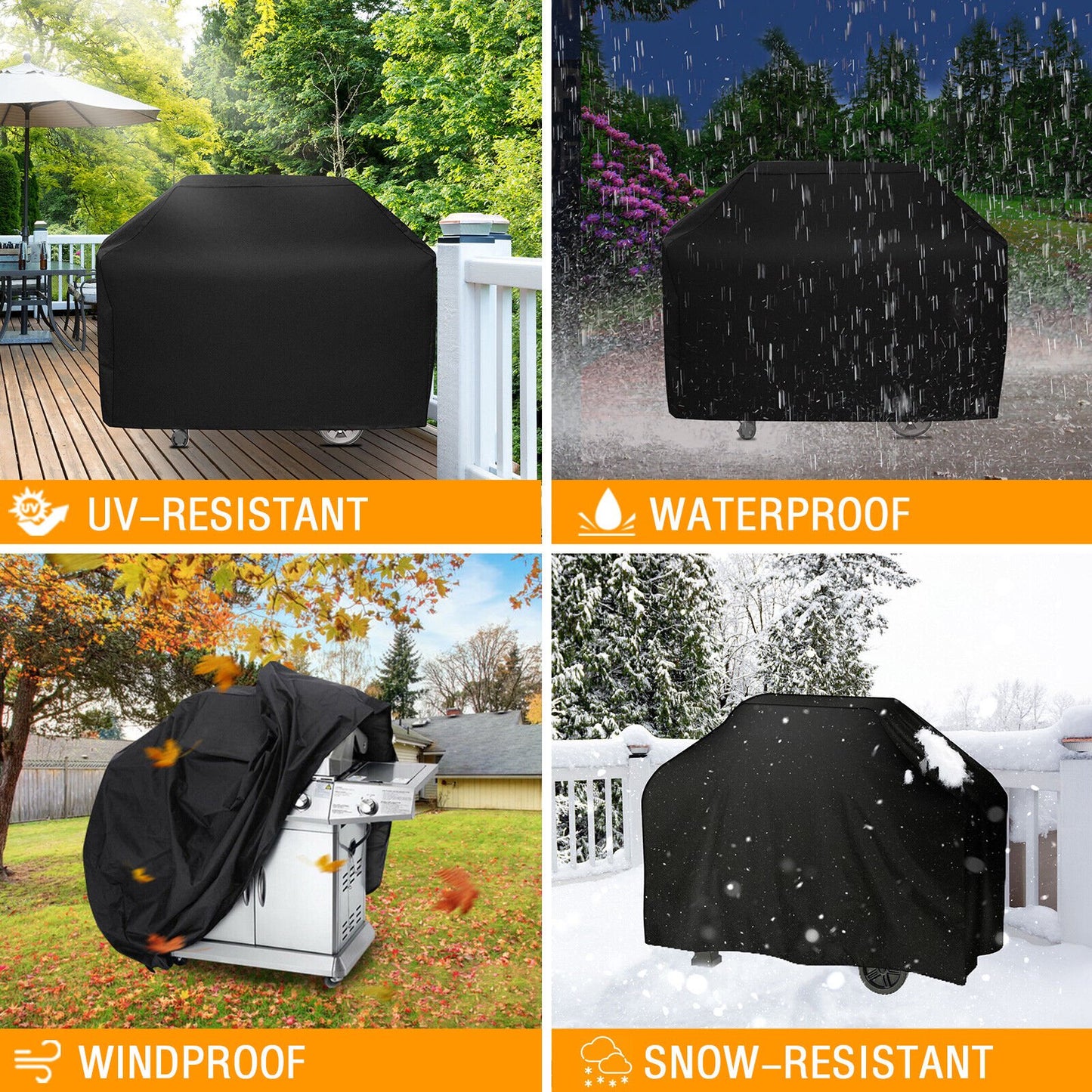 Grill Cover for Outdoor Grill, 68 inch BBQ Grill Cover Barbecue Cover, Heavy Duty Waterproof BBQ Cover Rip-Proof, Durable and Convenient, Windproof Dustproof Anti-UV Gas Grill Cover (68“x 24”x46“ )