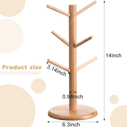 14 Inch Coffee Mug Tree Mug Holder Tree Coffee Mug Rack Cup Holder for Counter with 6 Hooks Removable Mug Stands